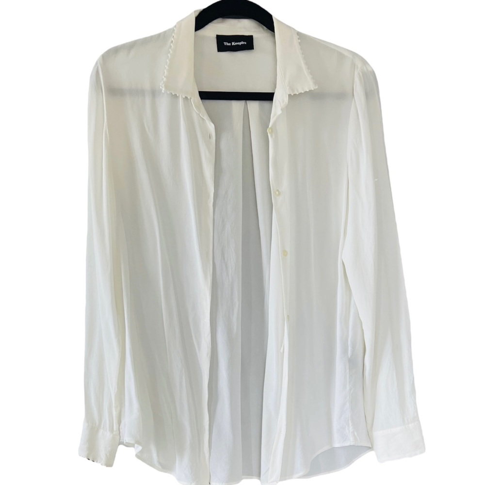 THE KOOPLES Silk Button Down with Pom-pom Details and Skull Cuff Closures